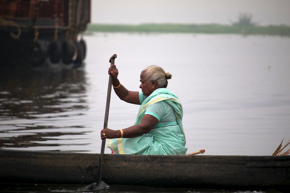 Woman crossing, Backwaters, Kerala